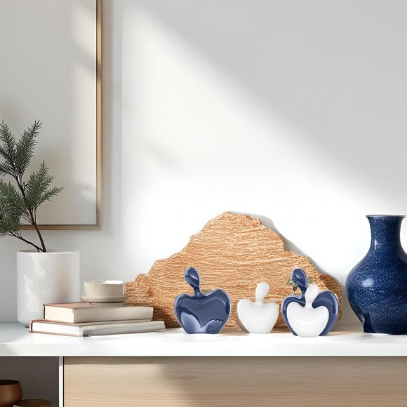 Blue White Mini Hugging Couple Statue Ceramic Lover Figurine Home Decor - Picture 4 of 6